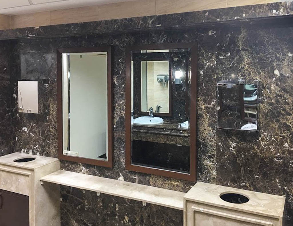 Modern countertop installation in Maadi office building bathroom renovation
