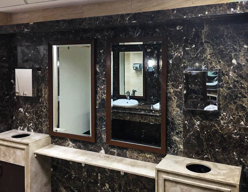 Modern sink and countertop installation in Maadi office building bathroom renovation