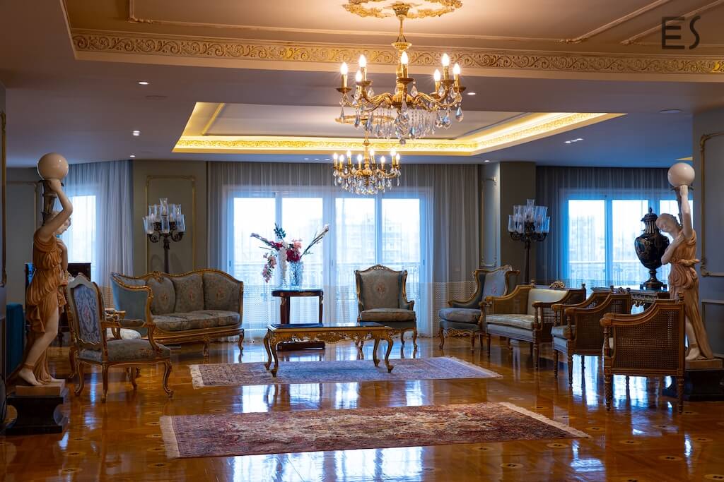 luxury guests area of a luxury flat after ceiling and wall renovation in Heliopolis area in cairo