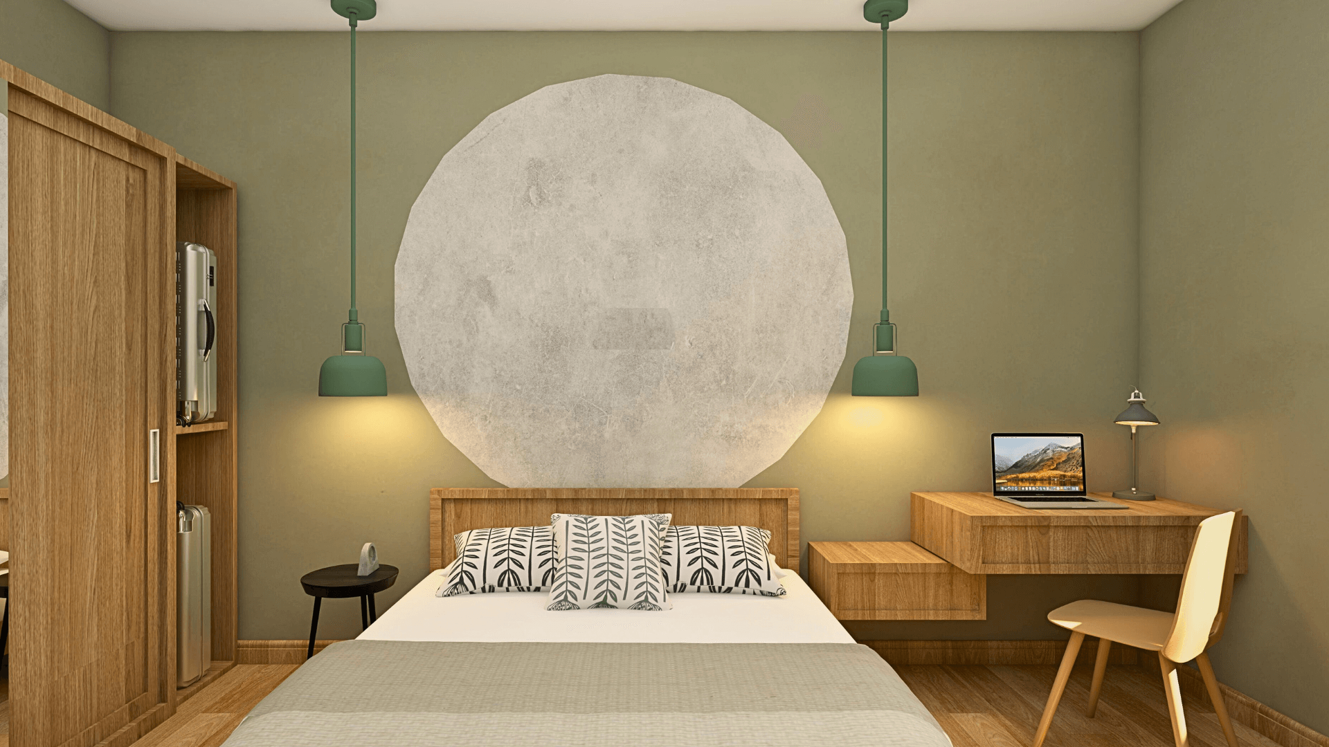 Cozy bedroom with a queen-sized bed, neutral bedding, bedside tables with lamps, and a large window allowing natural light in Degla Maadi apartment.