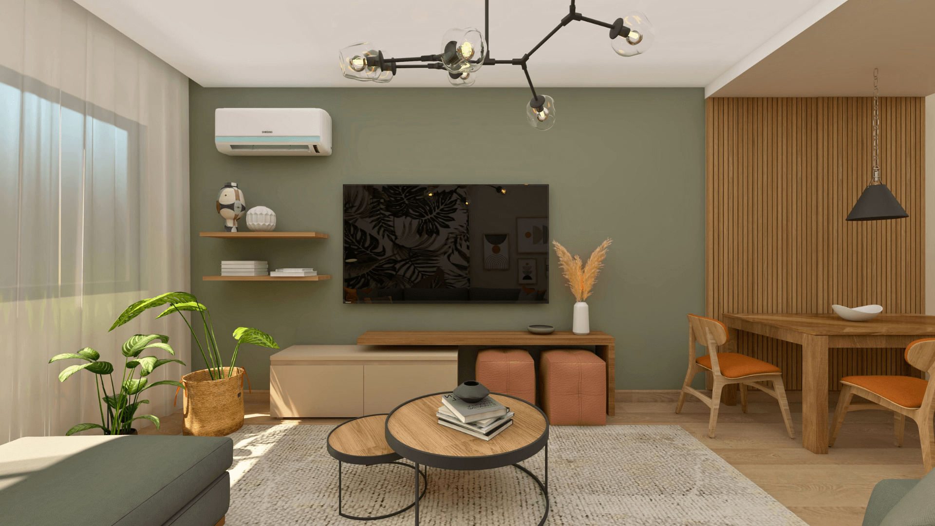 Living room concept with cozy seating and modern styling in Degla Maadi Airbnb flat design